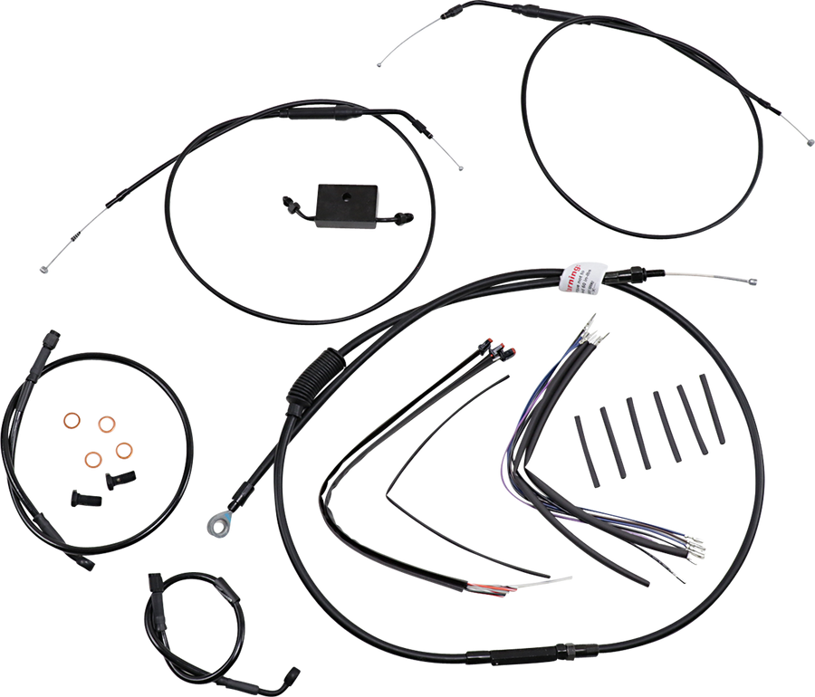 0662-0592 - BURLY BRAND Handlebar Cable and Brake Line Kit - Extended - Sportsters - 14" T-Bar Handlebars - ABS B30-1267