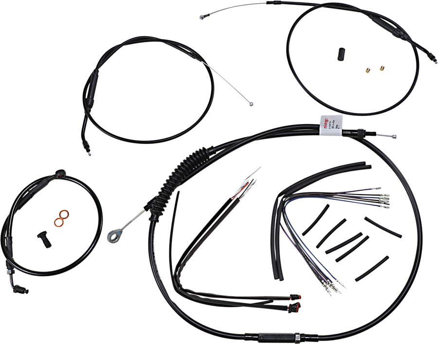 0662-0594 - BURLY BRAND Handlebar Cable and Brake Line Kit - Extended - Sportsters - 12" T-Bar Handlebars - ABS B30-1268