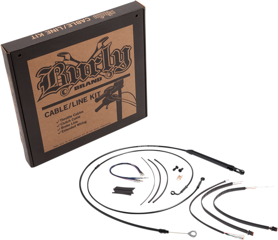 0662-0727 - BURLY BRAND Cable Kit - Jail Bar - 12" Handlebars - Black Vinyl B30-1257