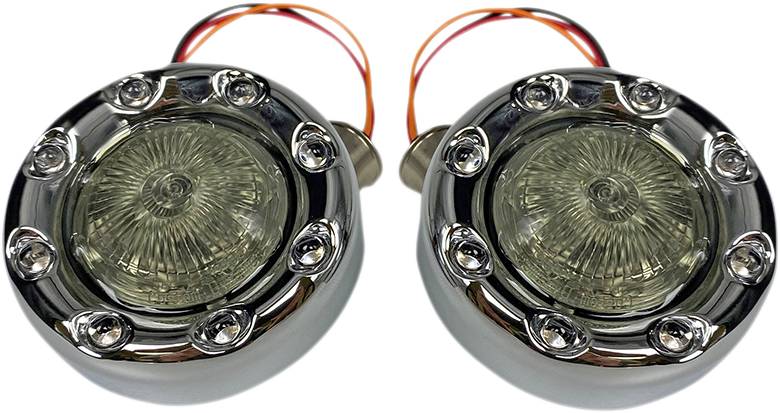 2020-1879 - CUSTOM DYNAMICS Bullet Turn Signal 1157 - Chrome - Red Lens PB-BR-RR-57-CR