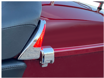 2040-2542 - CUSTOM DYNAMICS Sequential Tour Pak Seat Back Rest LED Lights - Chrome/Red - FLH CD-TPBR-14-RC